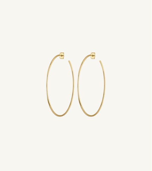 Golden Brass Long Round Earrings