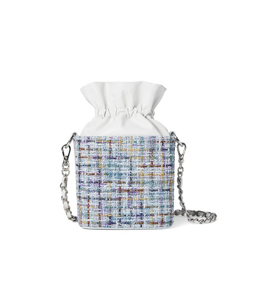 Elegant Tweed Drawstring Bucket Bag