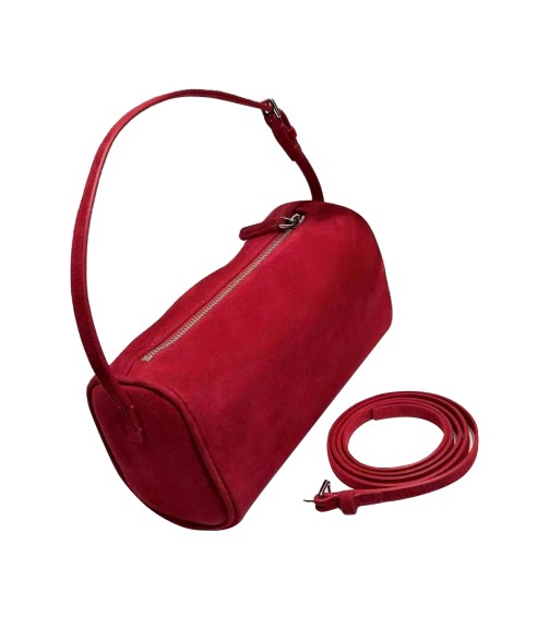 Red Suede Leather Handbag