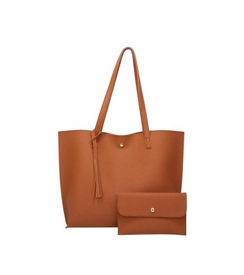 Solid Color Tassel Tote Bag