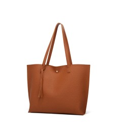 Solid Color Tassel Tote Bag